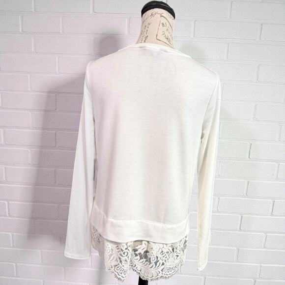 Simply Vera Vera Wang Lace Hem 2Fer Top White Knight Size Small NWT - Picture 4 of 13